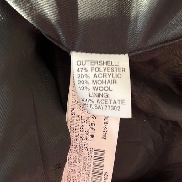 ZARA Wool & Mohair shawl collar jacket Sz Medium $149 - Picture 6 of 11